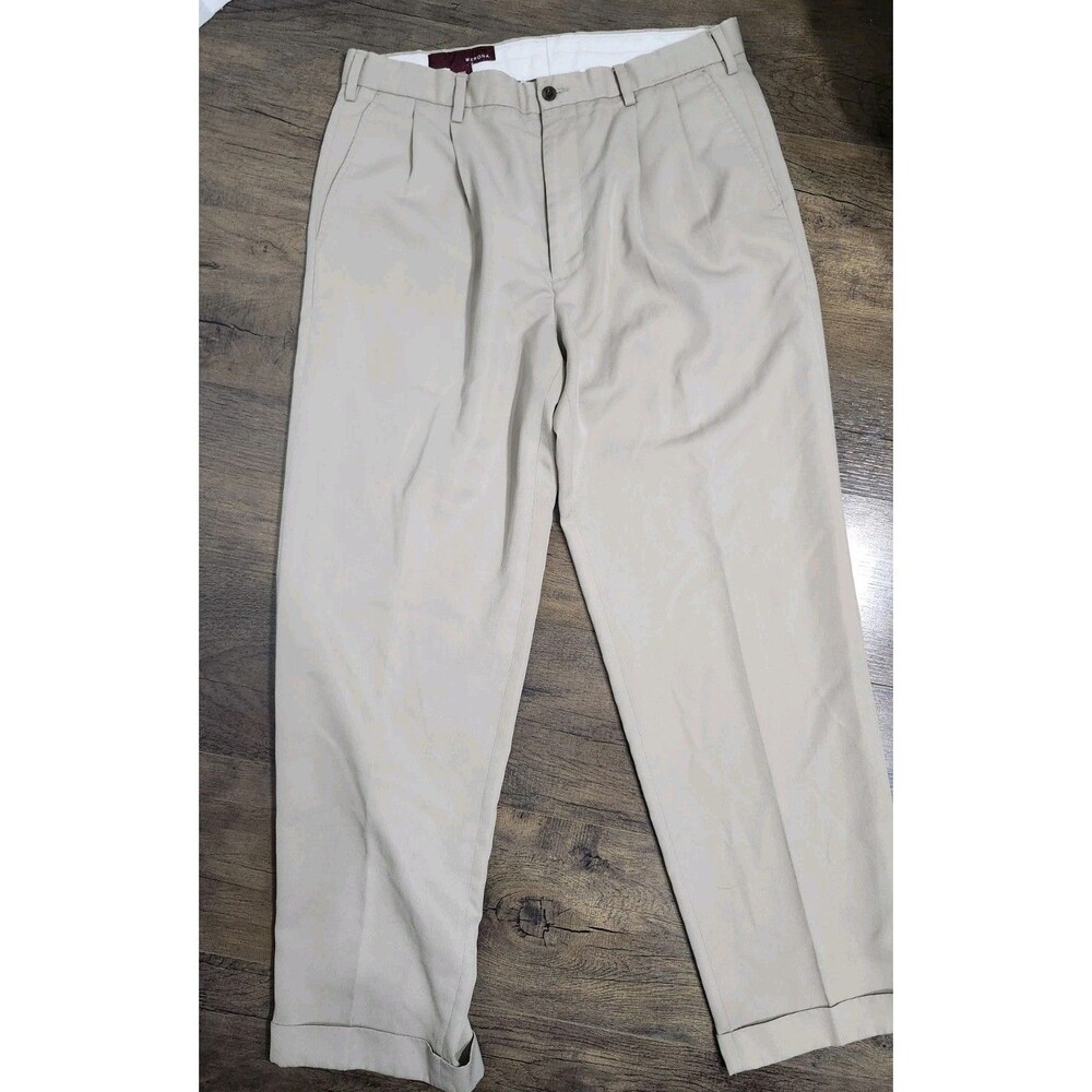 MERONA Mens Dress Pants Size 36x32 Tan Office Classic